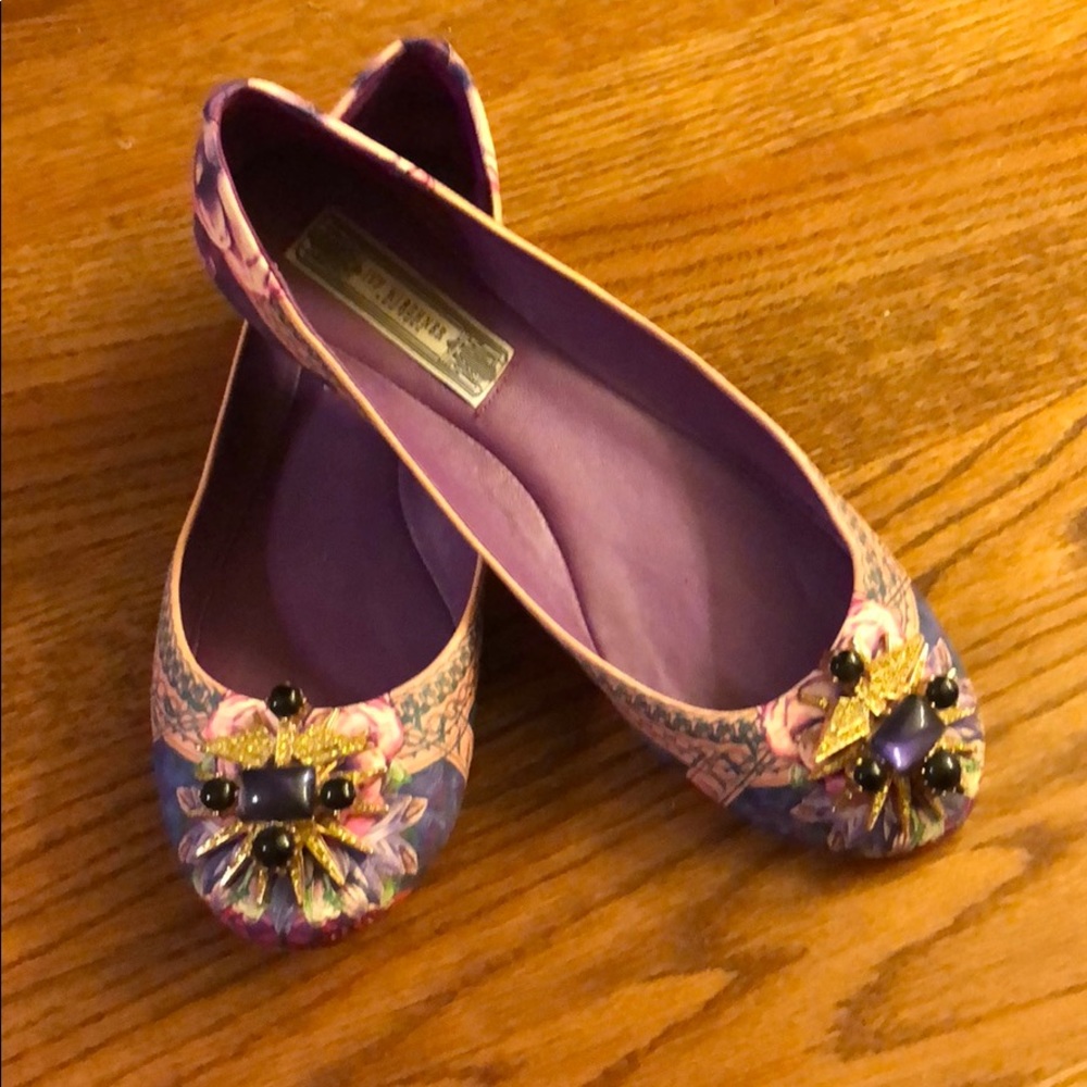Purple embellished flats